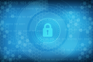 2d illustration Safety concept: Closed Padlock on digital background

