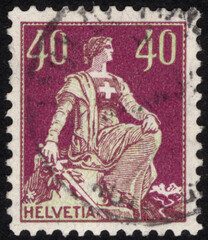 Postage stamps of the Helvetia. Stamp printed in the Helvetia. Stamp printed by Helvetia.
