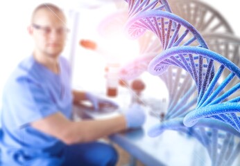 Genetic engineering concept. Genetic testing. pharmacy. Regenerative medicine in a lab.