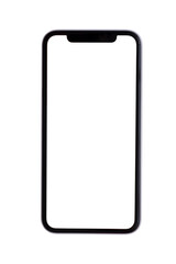 New version Realistic black frameless slim smartphone with blank white screen
