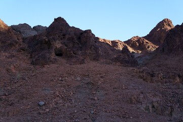 Hiking in evening in Shehoret mountains, south Israel 