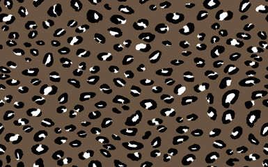 Abstract modern leopard seamless pattern. Animals trendy background. Beige and black decorative vector stock illustration for print, card, postcard, fabric, textile. Modern ornament of stylized skin