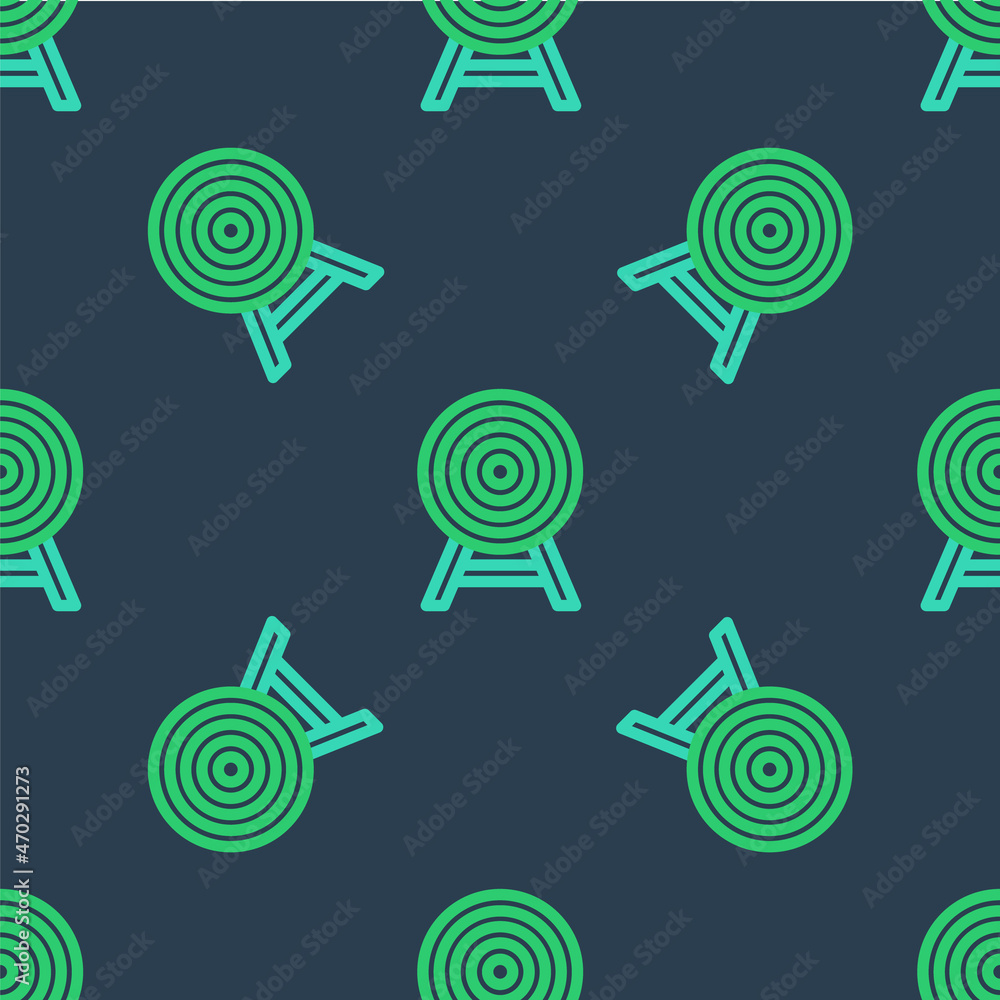 Poster line target with arrow icon isolated seamless pattern on blue background. dart board sign. archery b