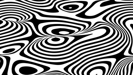 Fototapeta na wymiar Optical illusion. Abstract striped wavy background with distortion effect. Vector illustration. EPS 10