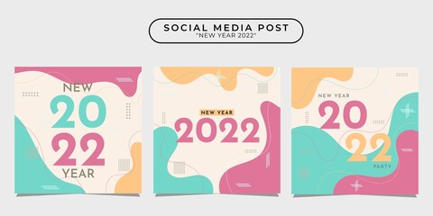2022 happy new year social media post design template collection for banner, poster, advertising, etc.