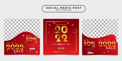 2022 happy new year social media post design template collection for banner, poster, advertising, etc.