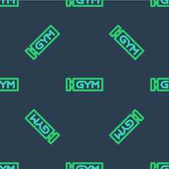 Line Location gym icon isolated seamless pattern on blue background. Vector