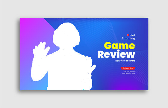 Game Review Youtube Thumbnail Design, Virtual World Web Banner Design.