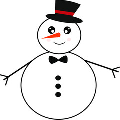 snowman with hat, christmas vector illustration