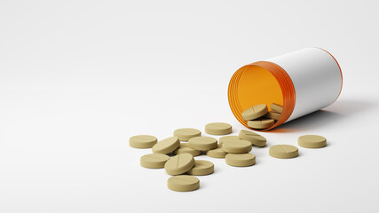 Drug prescription for treatment medication 3D Illustration.