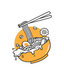 delicious ramen pasta noodle with chopstick
