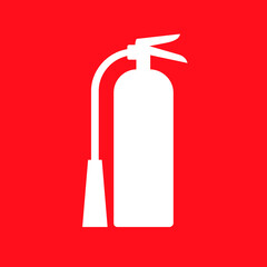 Fire safety sign Fire Extinguisher. Vector red symbol. Isolated sticker of fire protection, hazard, extinguishing.