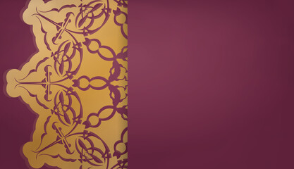 Burgundy banner with antique gold ornaments and place for text
