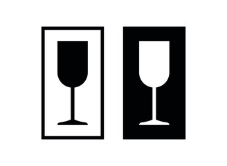 The sign of a glass or wineglass means Caution, fragile goods. product. Isolated vector icon for packaging. The label indicates that the product should be handled with care.