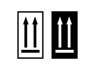 The Up Arrow sign denotes the Top of the Product. Isolated vraster icon for packaging. The markings indicate the correct location.
