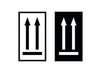 The Up Arrow sign denotes the Top of the Product. Isolated vector icon for packaging. The markings indicate the correct location.