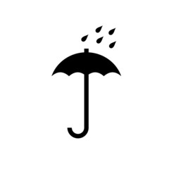 The umbrella sign with drops means Keep away from moisture. Isolated raster icon for packaging. The marking indicates that the product should only be stored in a dry room.