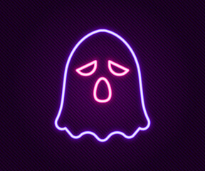 Glowing neon line Ghost icon isolated on black background. Happy Halloween party. Colorful outline concept. Vector