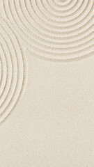 Fototapeta na wymiar Pattern in Japanese Zen Garden with concentric circles on sand for meditation and tranquility