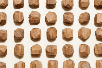 Tumi ishi japanese table game meditation, background from eco-friendly wooden polygonal stones for building high tower, pattern