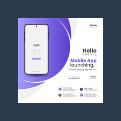 Mobile App Social Media Post Banner Template, Apps Promotional Instagram Post