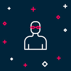 Line Swimmer athlete icon isolated on blue background. Colorful outline concept. Vector
