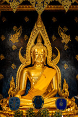 Buddha statue at Wat Prasrimahathad Phitsanulok in Thailand. Thai culture, Thai people will go to the temple to pay respect to buddha statue for luck