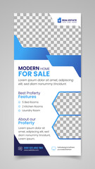 Real Estate dl flyer Rack Card template design. Modern Home For Sale promotional premium vector