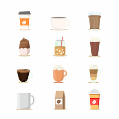 Icon coffee menu, tea. Isolated with background, vector.