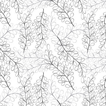Seamless pattern hand-drawn branches of plants.Texture for printing on fabric and textile and wrapping paper.