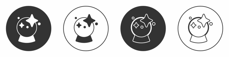 Black Magic ball icon isolated on white background. Crystal ball. Circle button. Vector