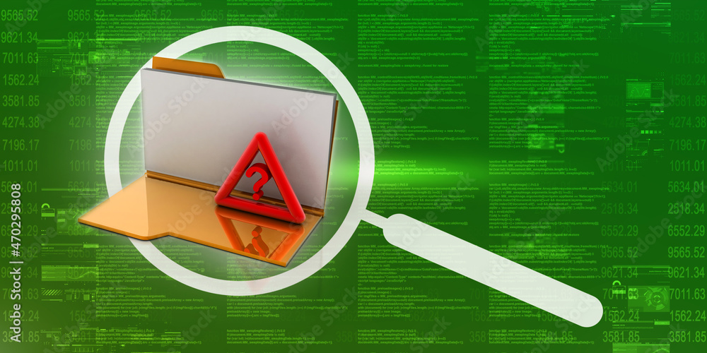 Poster 3d rendering file folder with question symbol,searching