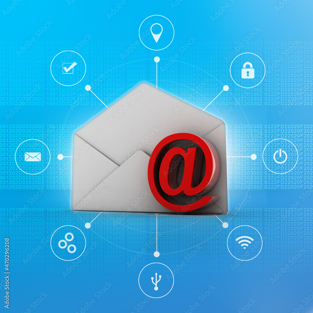 Poster 3d rendering envelope with e mail