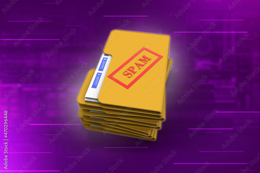 Poster 3d rendering folder spam technology