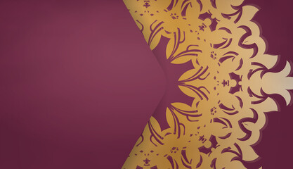 Burgundy banner with luxurious gold ornaments and place for your text