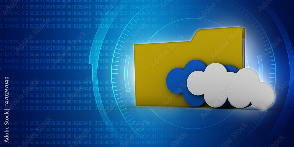 Poster 3d rendering cloud folder network