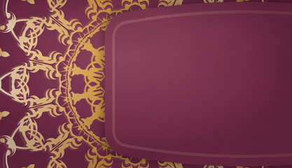 Burgundy banner with luxurious gold pattern for design under your logo
