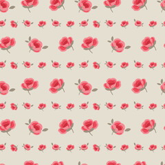 Elegant cute horizontal rose pattern with dots on beige