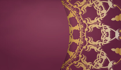 Burgundy banner with vintage gold pattern and logo space