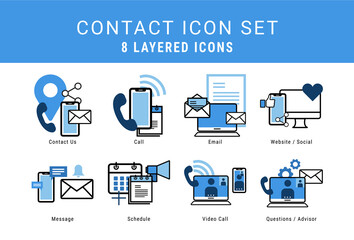 Contact Layered Icon Set