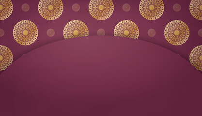 Burgundy banner with vintage gold pattern and place under your text