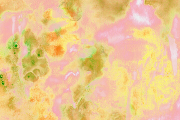 abstract light yellow and orange watercolor fluid acrylic sky and clouds gradient texture with ink pastel paint grunge pattern.