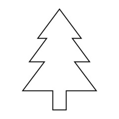Christmas tree icon Vector. Black and white. White background. One line drawing.