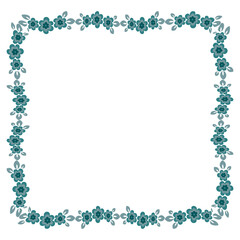 Frame of flowers on a square background stylized flowers and leaves - graphics. Scarf, tile, square