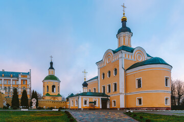 View of the Holy Trinity Cathedral in the Trinity Convent on a sunny autumn day, Smolensk, Russia