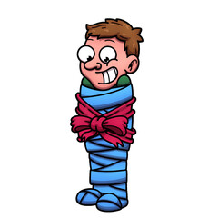 Cartoon Man Wrapped Up As Present