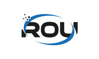 dots or points letter ROU technology logo designs concept vector Template Element	