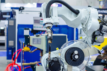 Close-up of robotic welding arm