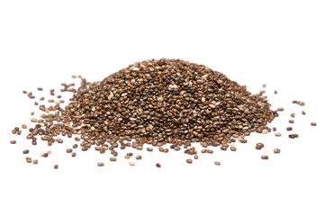 Organic natural chia seeds isolated on white background