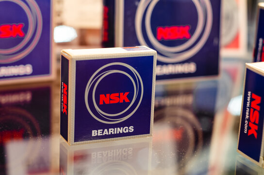 Kyiv, Ukraine - November 18, 2021: NSK bearings at the exhibition